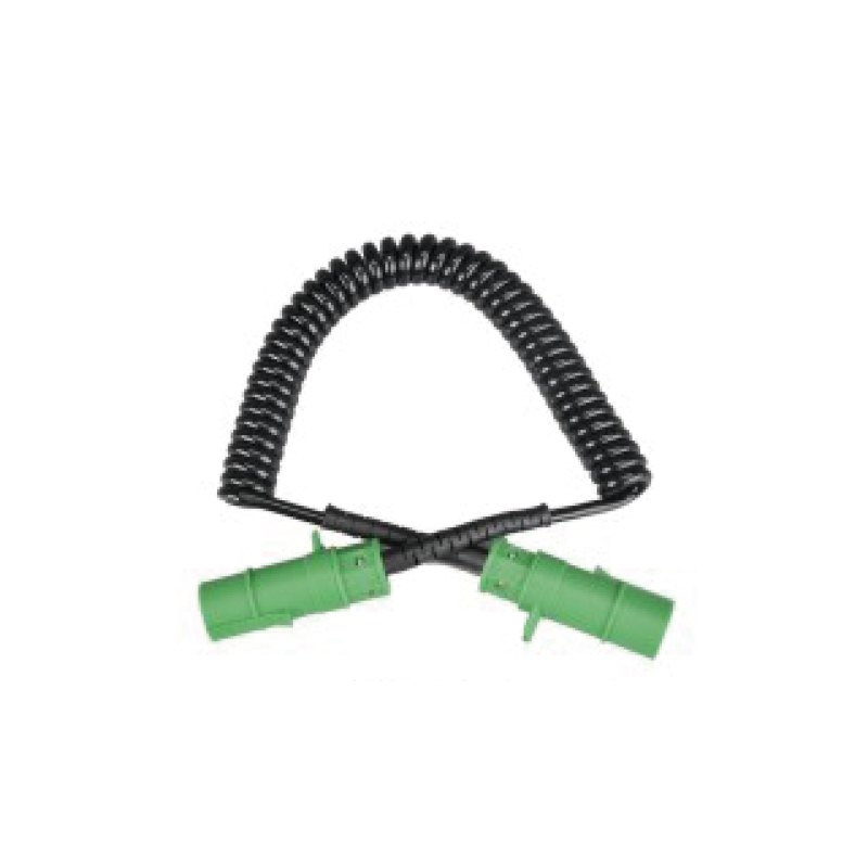 7-polet PU-spiralspole, 2 grønne plastplugger 24V; kabellengde 1m 2m 3m......JH082-A