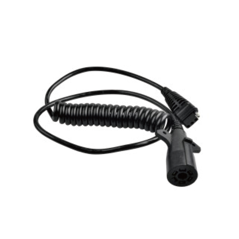 Sort 7-polet PU-spiralspole med to plastplugger, kabellengde 1m,2m,3m.....JH065-A