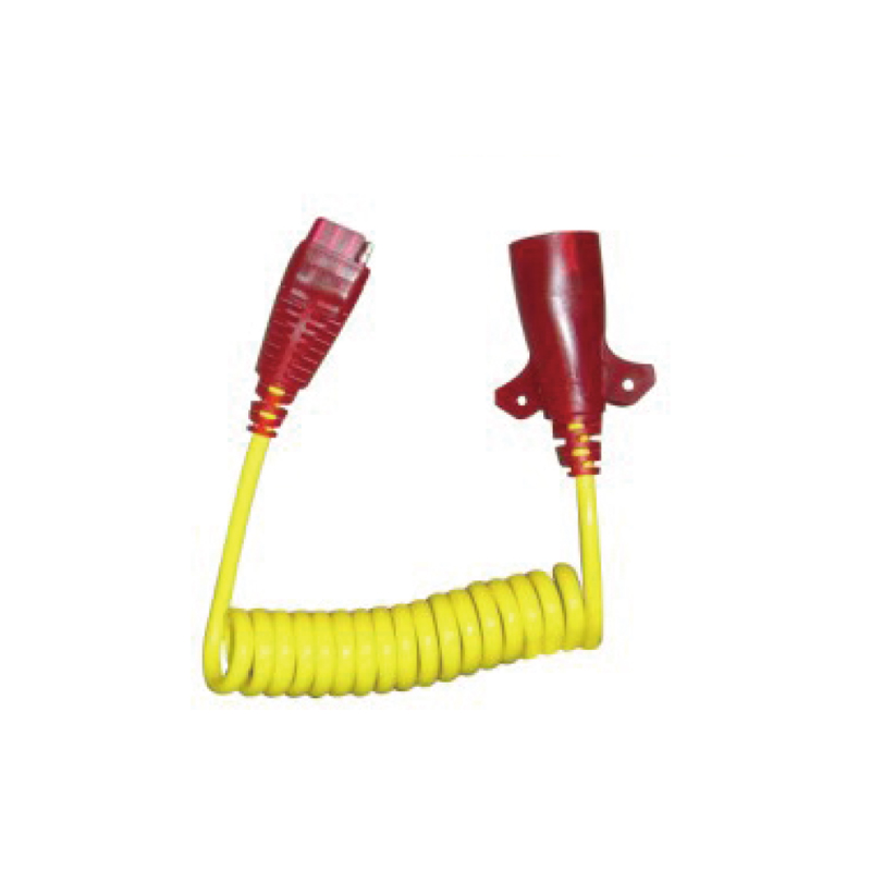 Gul 7-polet PU-spiralspole med to plastplugger, kabellengde 1m,2m,3m... JH065-B