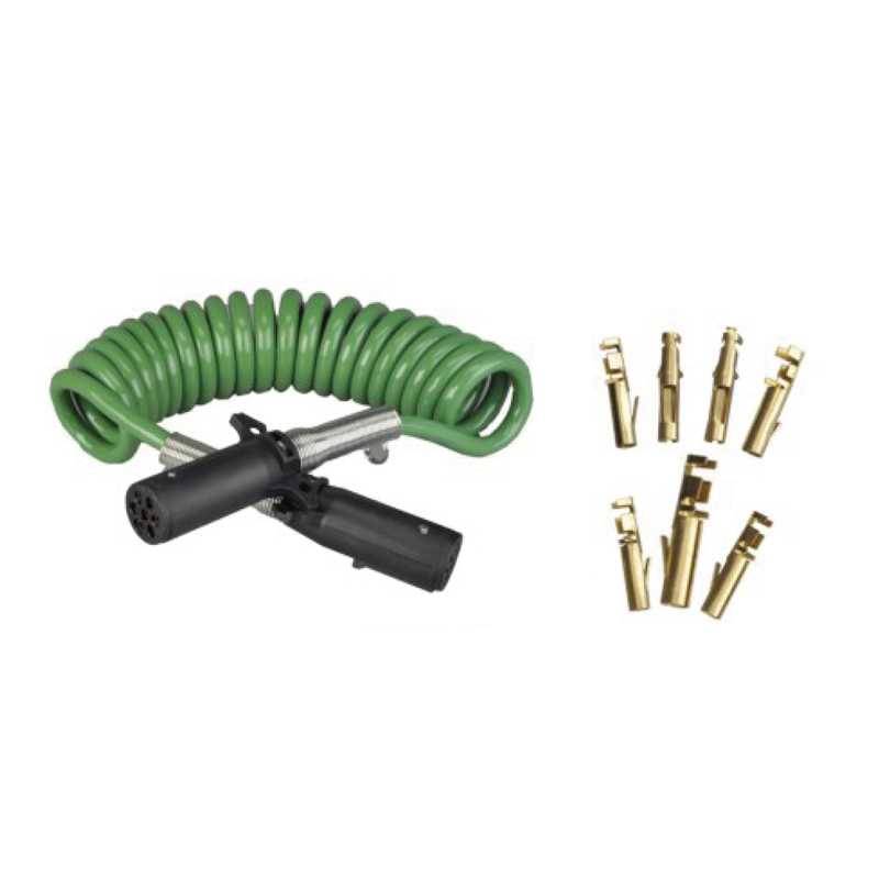 Grønn spiralspole med to plastplugger 24V, pinnekrympetype; kabellengde 1m 2m 3m......JH092-B