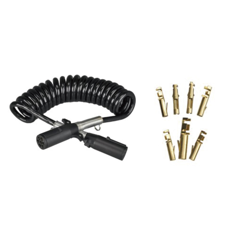 Sort spiralspole med to plastplugger 24V, pinnekrympetype; kabellengde 1 m 2m 3m.......JH092-D